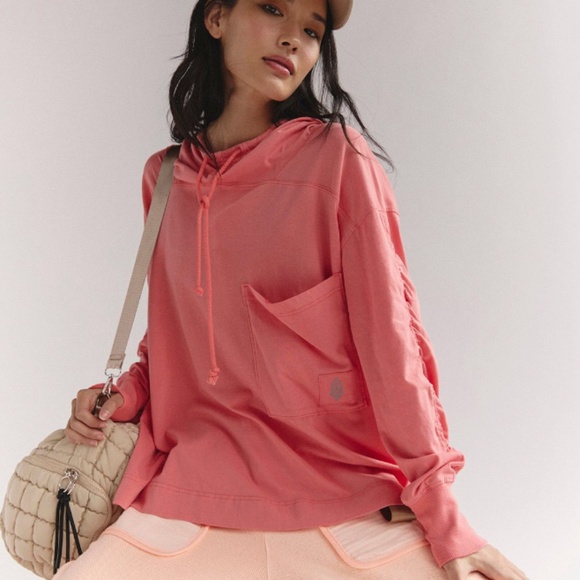 Free People Hot Shot Hooded Layer in Hibiscus in various NWT - Picture 2 of 5